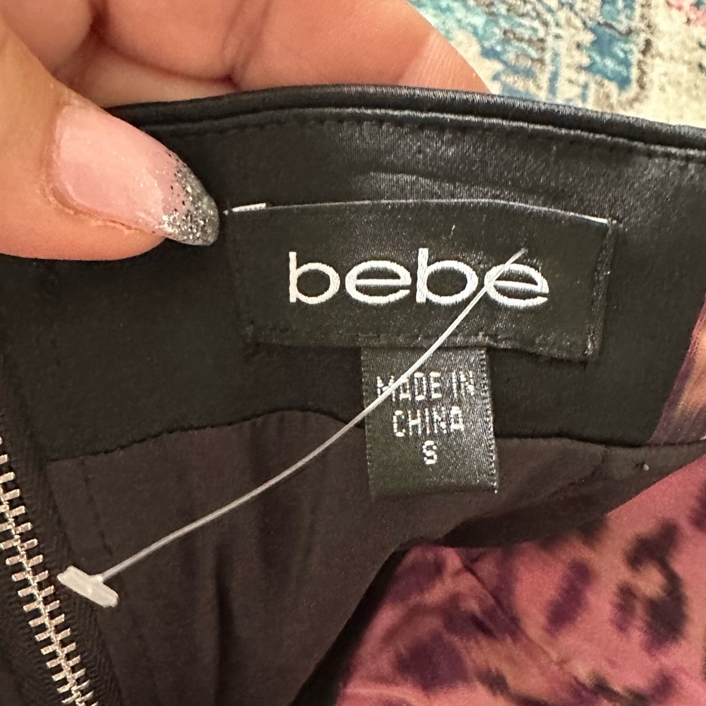BEBE CORSET PINK PURPLE BLACK CROP TOP S - Picture 4 of 11